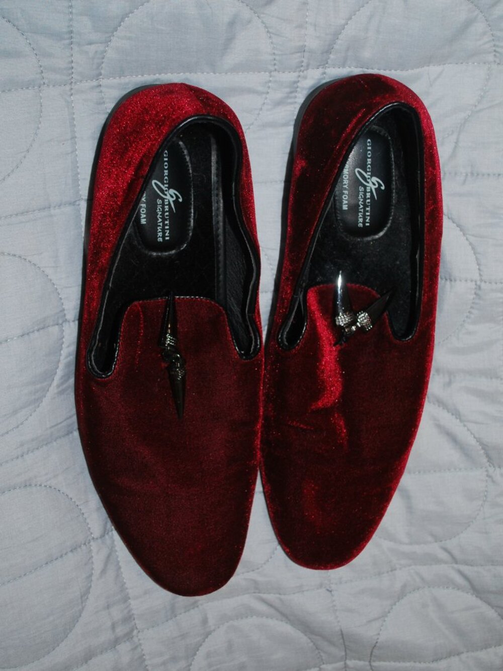 Giorgio Brutini Red Slip on Velvet Tassels Loafer Shoes Spikes Size 10.5
